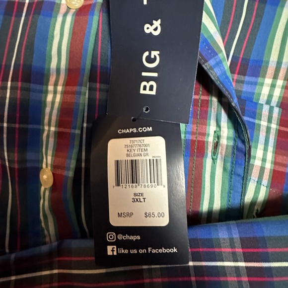 Chaps nwt long sleeve button up shirt with front pocket in 3x for men. - Picture 4 of 5